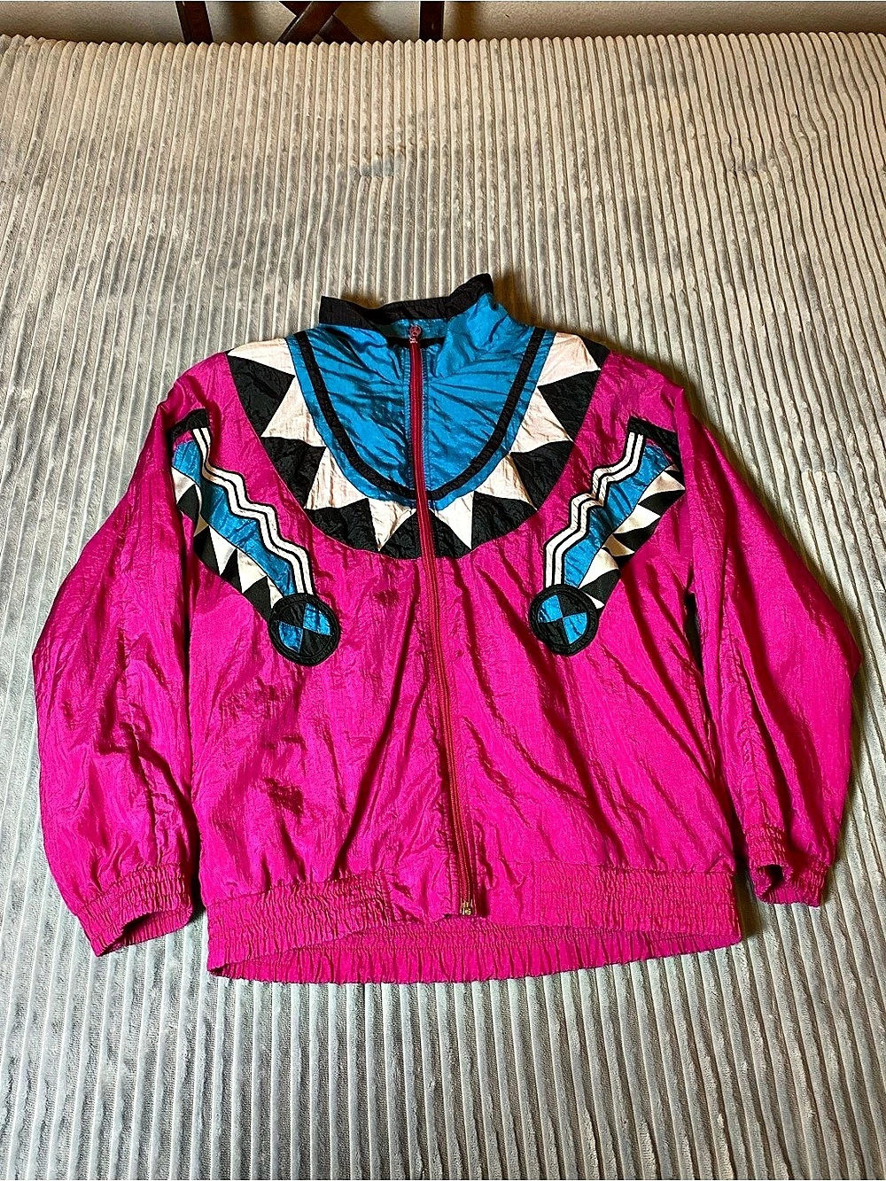 LAVON Girls Small Geometric Jacket Pink Blue
